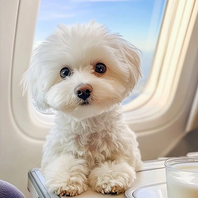 dog on an airplane